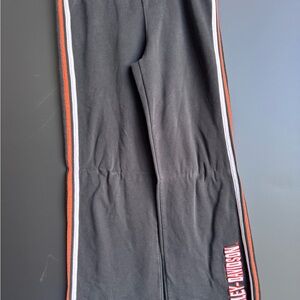 Harley-Davidson Black and Orange Track Pants with Bold Graphics